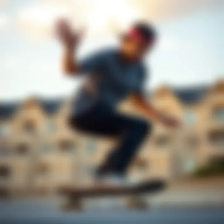 Beginner practicing basic skateboarding techniques