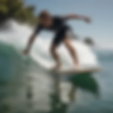 Surfer performing a maneuver on a longboard