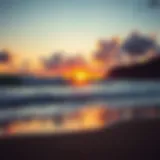 A breathtaking sunset over a surf beach