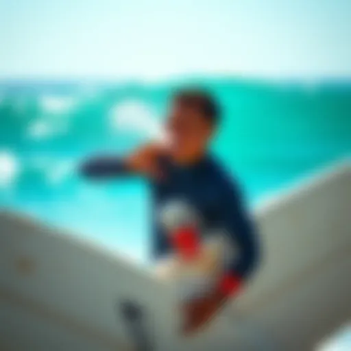 A surfer applying anti-shark spray before heading into the ocean