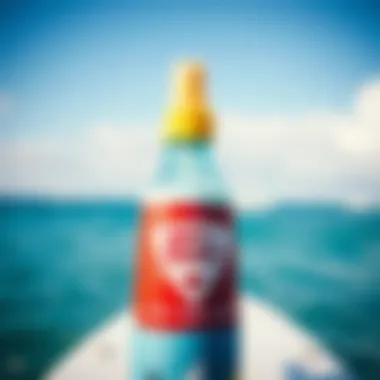 Innovative Anti-Shark Spray Bottle Close-up of the anti-shark spray bottle with ocean in the background