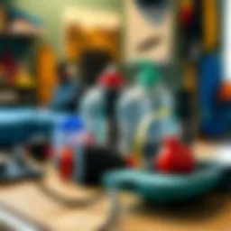 Hydration assessment tools arranged on a table