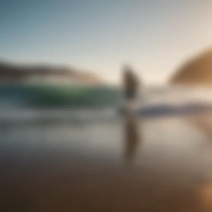 A serene beach scene with gentle waves perfect for beginner surfers