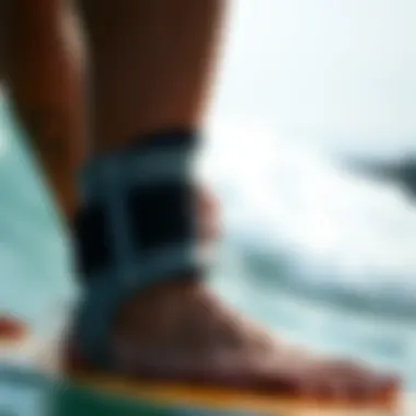 Close-up of a high-performance ankle brace designed for surfers
