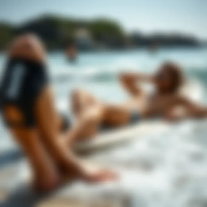 Surfer relaxing on the beach, highlighting the importance of support gear