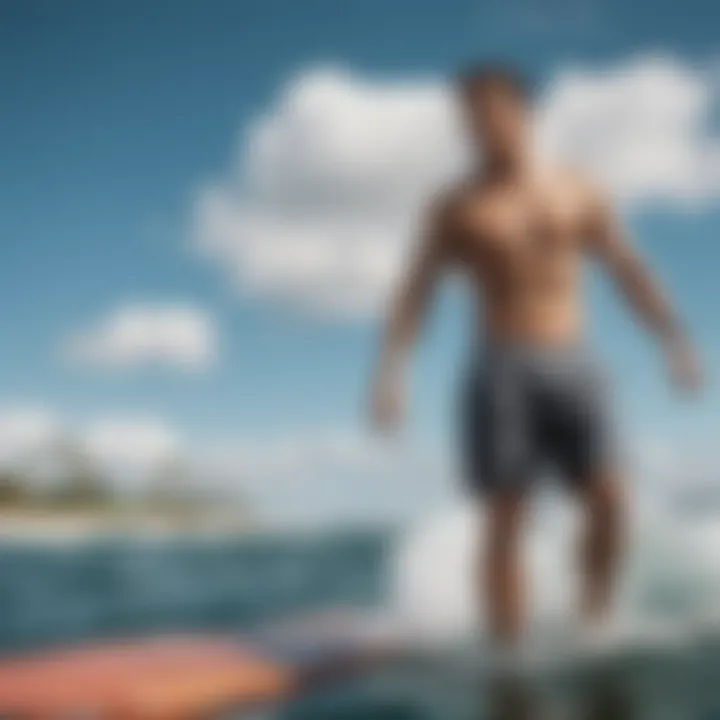 Person enjoying water activities in stylish board shorts