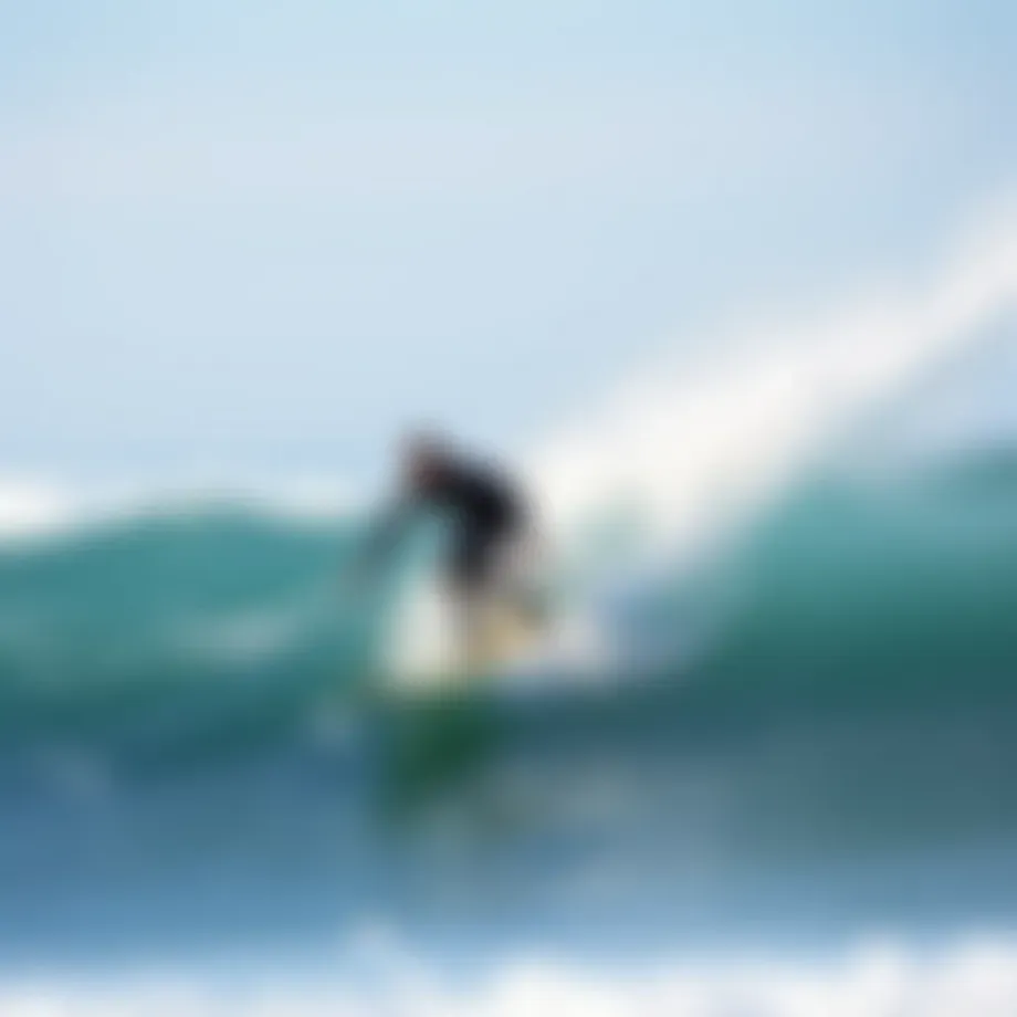 Dynamic surfer riding a wave