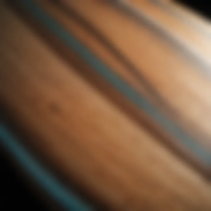 Close-up of surfboard materials and textures