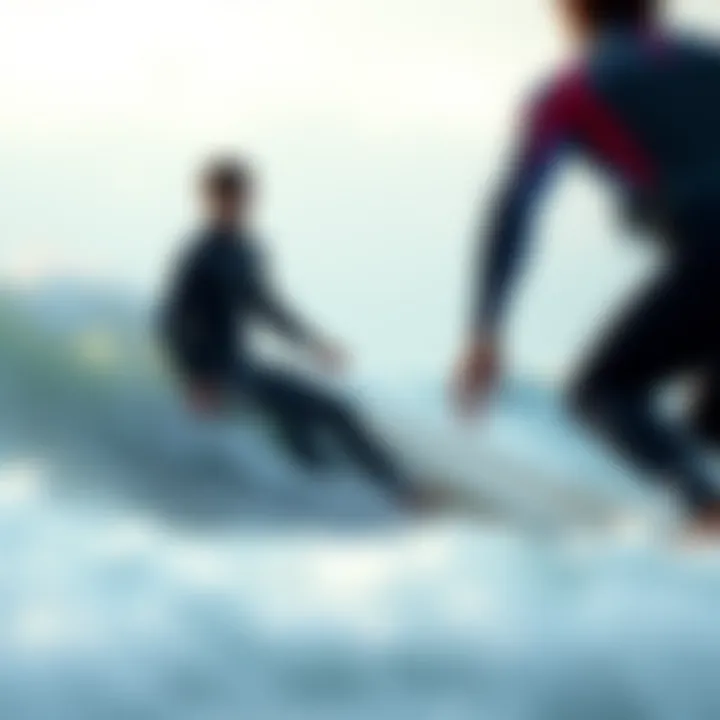 Types of Wetsuits in Action Surfer in waves with different wetsuit types