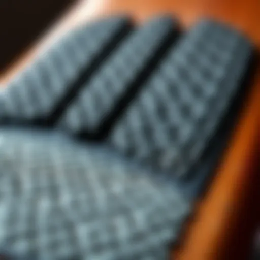 Exploring the Texture of Surfboard Deck Pads Detailed view of surfboard deck pads showcasing texture and design