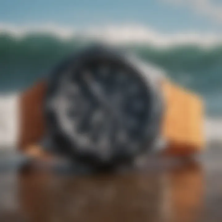 Close-up of Casio surf watch features