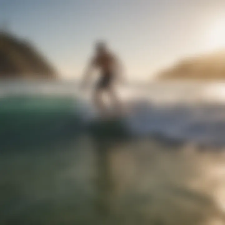 A serene beach scene highlighting skimboarding conditions