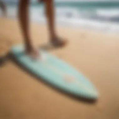 A variety of skimboards showcased on the sand