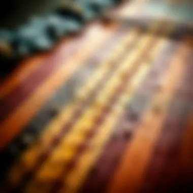 Close-up of paddle board materials and textures