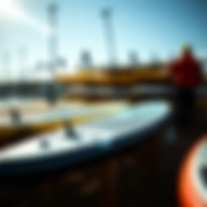 Different types of paddle boards on display