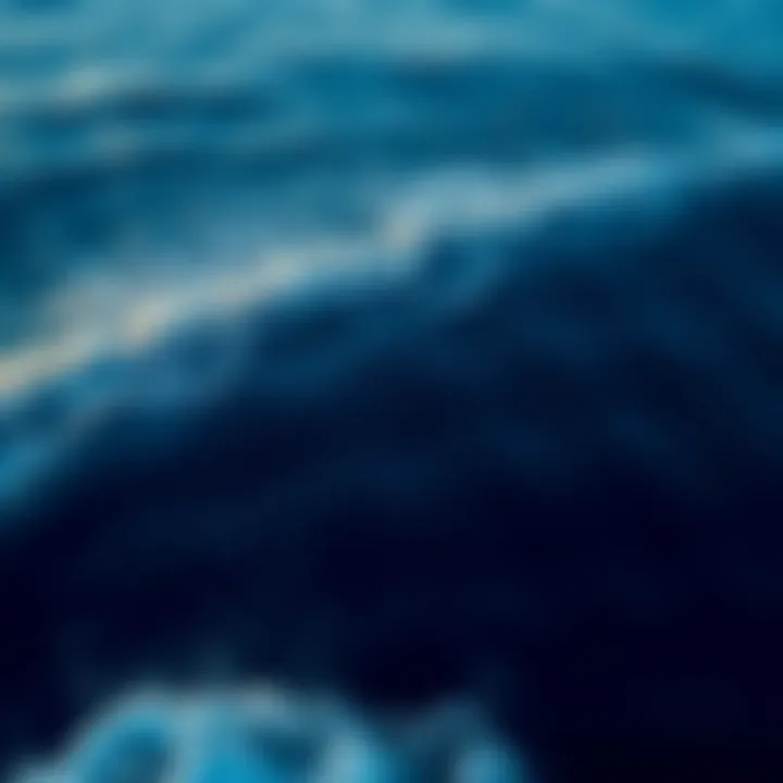 An expansive aerial view of the ocean revealing its deep blue hues and waves