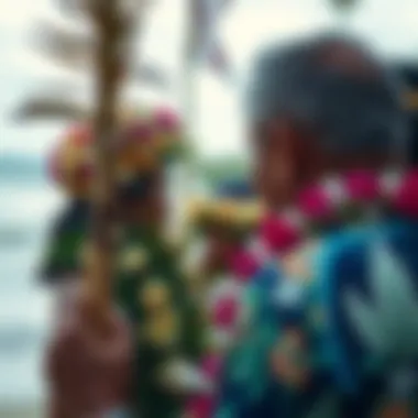 Traditional Hawaiian ceremony featuring the presentation of lais