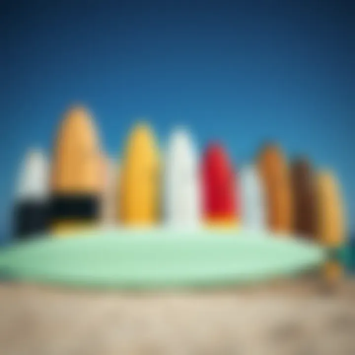 Comparative Analysis of Shortboard Types Diverse shortboard types arranged for comparison
