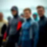 Selection of various wetsuits showcasing different materials and styles