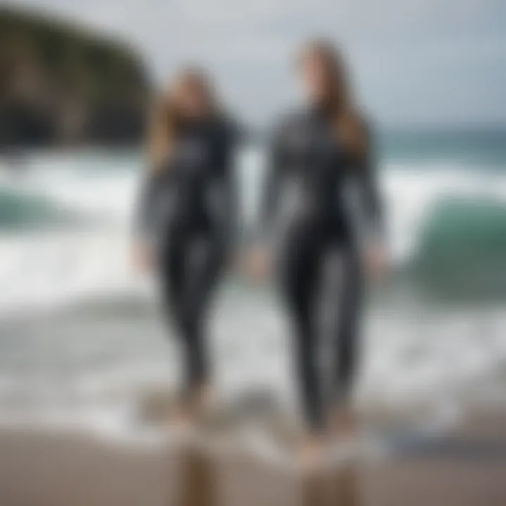 Illustration of body types and corresponding wetsuit sizes