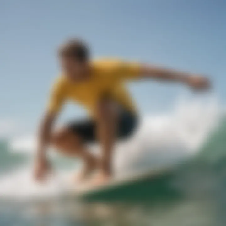 Skimboarder applying speed wax to the board, highlighting technique.