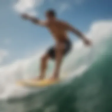 Skimboarder performing tricks on water to demonstrate wax performance.