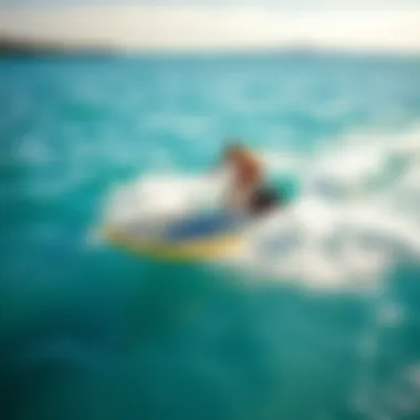 Electric Hydrofoil Surfboard in Action An electric hydrofoil surfboard cruising through clear turquoise waters