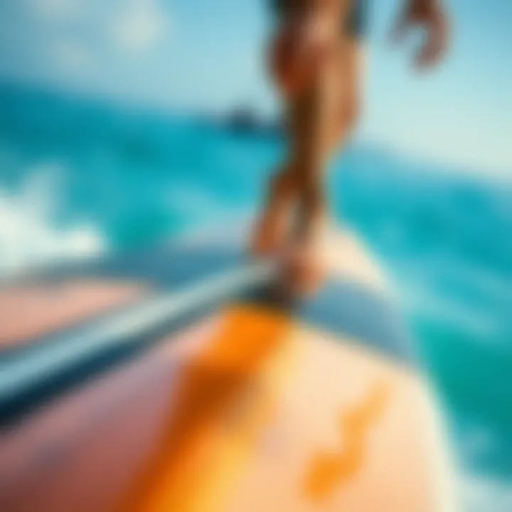 Innovative Design of Electric Hydrofoil Surfboard Close-up view of an electric hydrofoil surfboard showcasing its unique design and craftsmanship