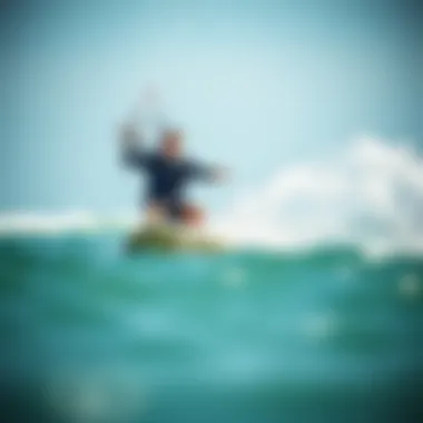 Kitesurfing Board in Action Kitesurfer riding the waves with agility