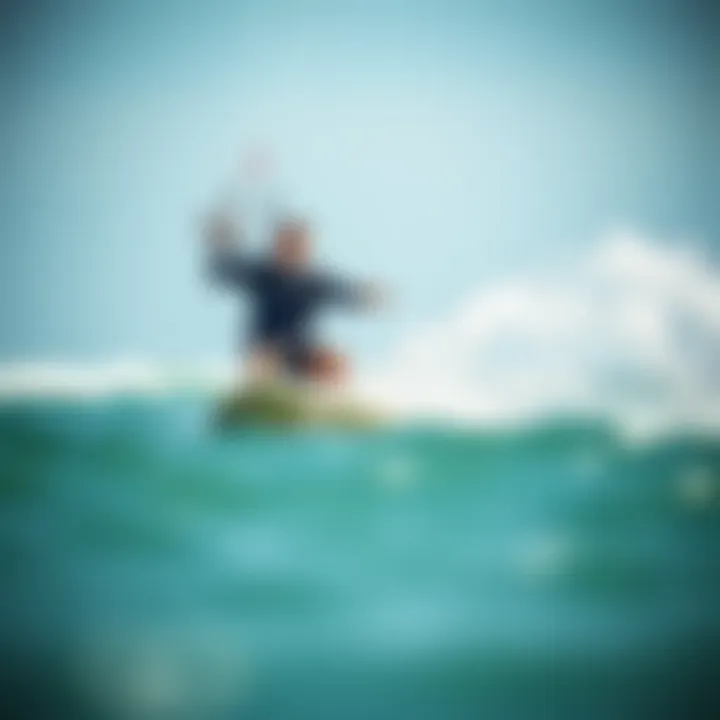 Kitesurfing Board in Action Kitesurfer riding the waves with agility
