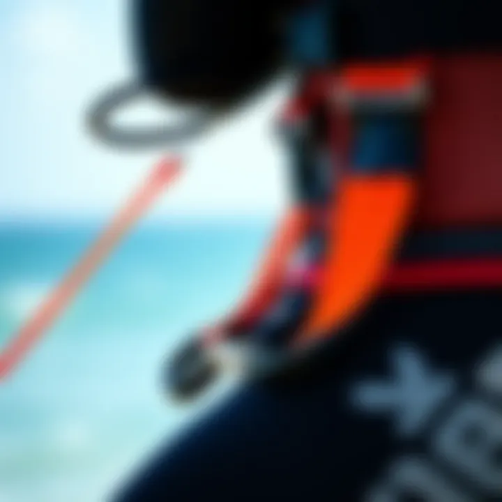 Kitesurfing Harness Details Close-up of a kitesurfing harness showcasing its features