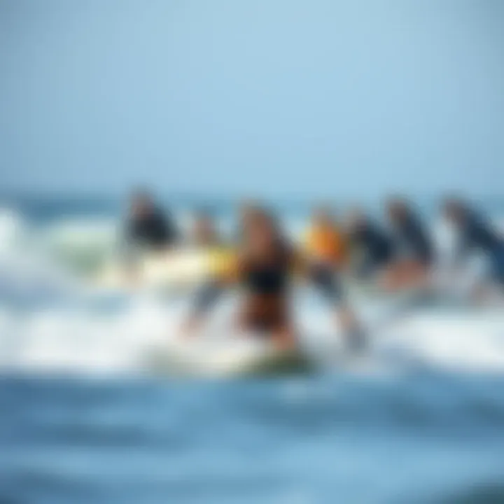 Community of Surf Enthusiasts in Action Group of surfers enjoying a session