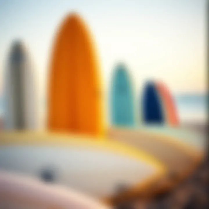 Quality Surfboards Ready for Adventure Surfboards lined up on the beach