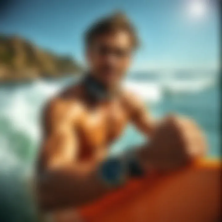 Surfing enthusiast wearing Galaxy Watch 4
