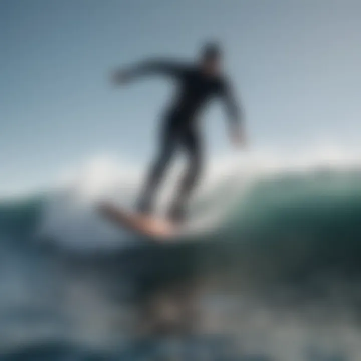 A hydrofoil board carving through ocean waves, demonstrating maneuverability