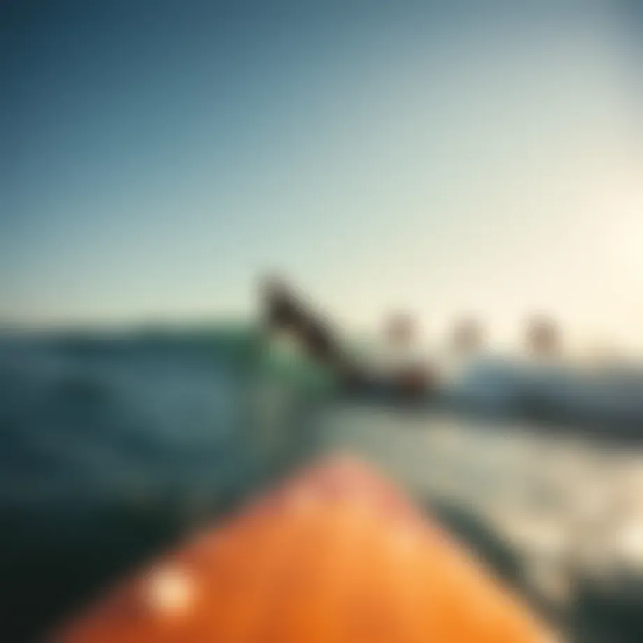 Breathtaking view of surfers riding the waves at a sunny beach