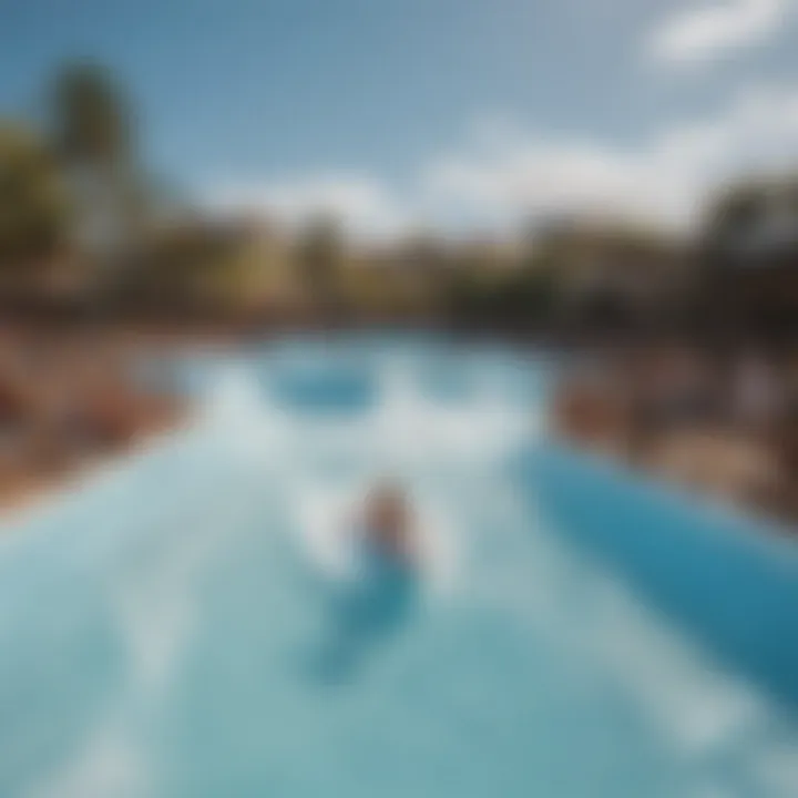 Diverse group enjoying the culture of Flowrider wave pools.