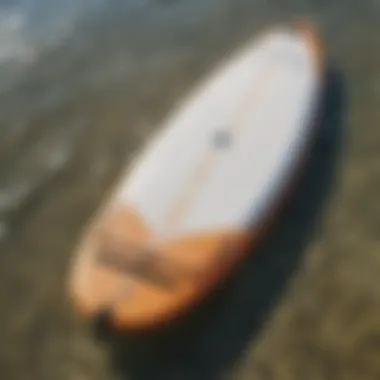 Close-up of the unique design features of a foldable paddle board