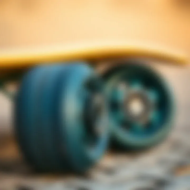 Quality Wheels of G&S Longboards Close-up of G&S longboard wheels highlighting their material quality.