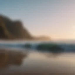 A tranquil beach scene perfect for surfing beginners