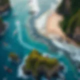 Aerial view of pristine surf breaks in Indonesia