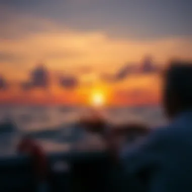 Stunning Sunset During Boat Trip Gorgeous sunset on the horizon during a boat trip