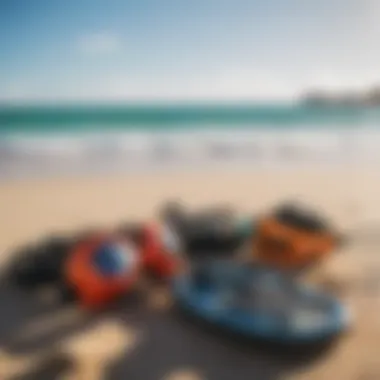 Essential Kitesurfing Gear for Beginners Essential kitesurfing gear laid out for beginners