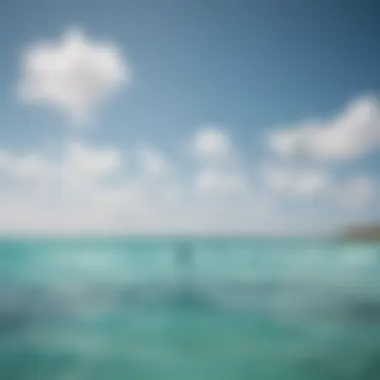 Stunning view of kitesurfers in the azure waters of Aruba