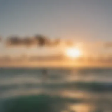 Beautiful sunset backdrop for kitesurfing in Aruba