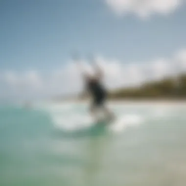 Training session for kitesurfing on Aruba's beach