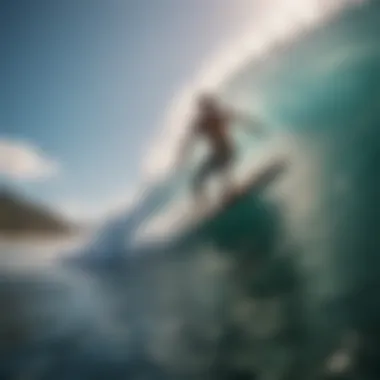 Surfer riding a wave under changing ocean temperature conditions.