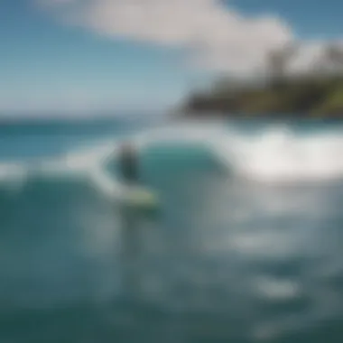 Guide discussing surf conditions with a group of surfers