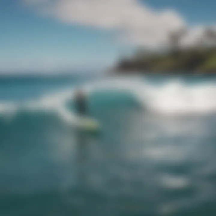 Guide discussing surf conditions with a group of surfers