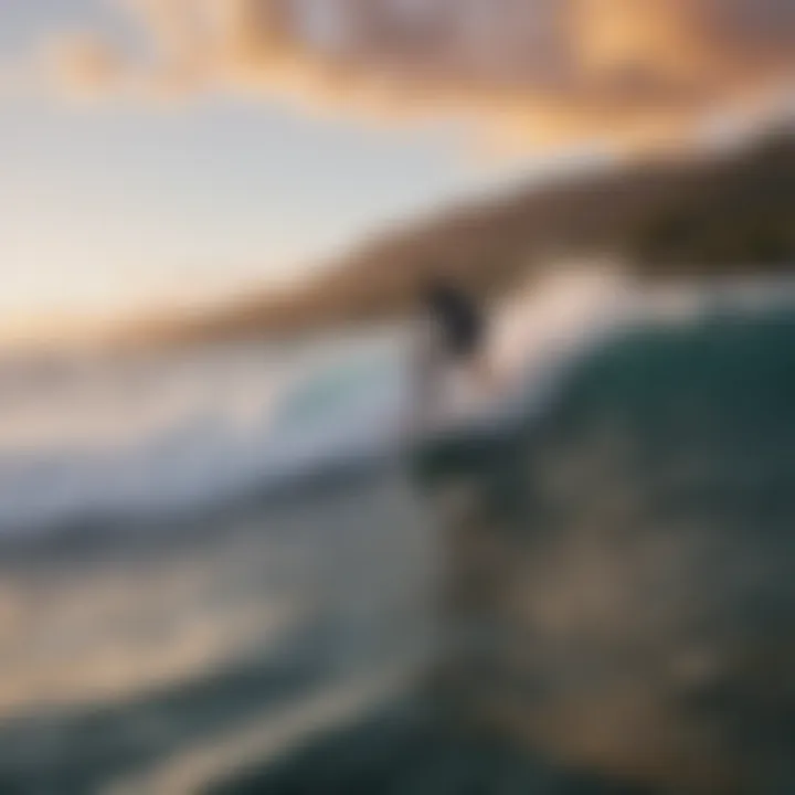 Surfers enjoying waves at Lahaina during sunset